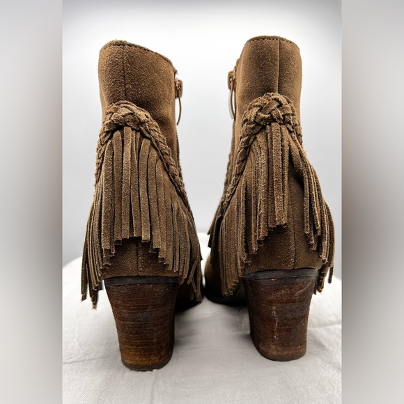 Sbicca Vintage Collection Olive Green Fringe Booties Size 7.5 - Picture 5 of 13